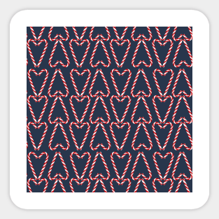 Candy Cane Hearts on Navy blue Sticker